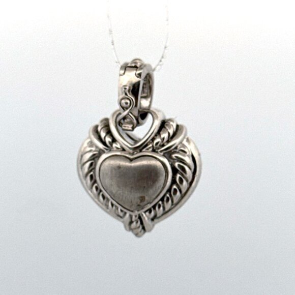 Estate Sterling Silver 925 Pave Heart Pendant No Chain, 18.3g Thailand Made - Picture 3 of 8